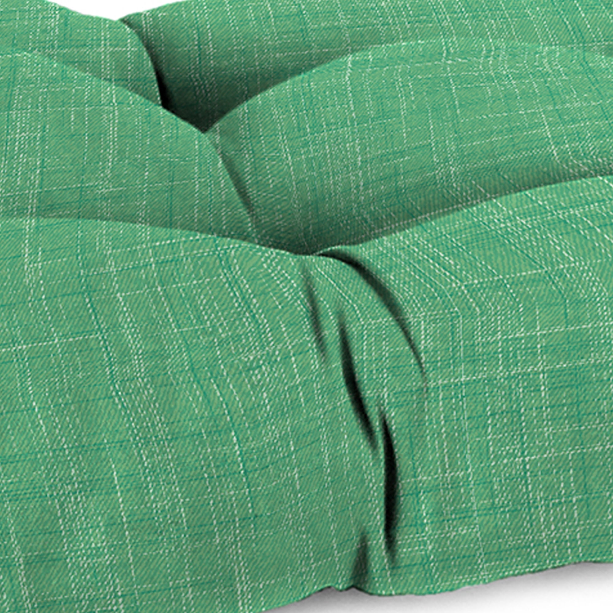 Jordan Manufacturing 44" x 18" Harlow Dill Green Crosshatch Rectangular Tufted Contoured Outdoor Wicker Settee Bench Cushion
