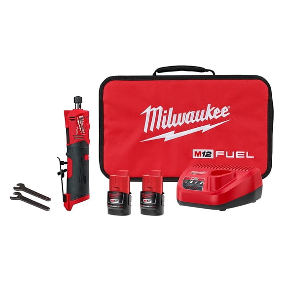 Amoladora de matriz recta Milwaukee M12 Fuel 2486-22 con 2 baterías