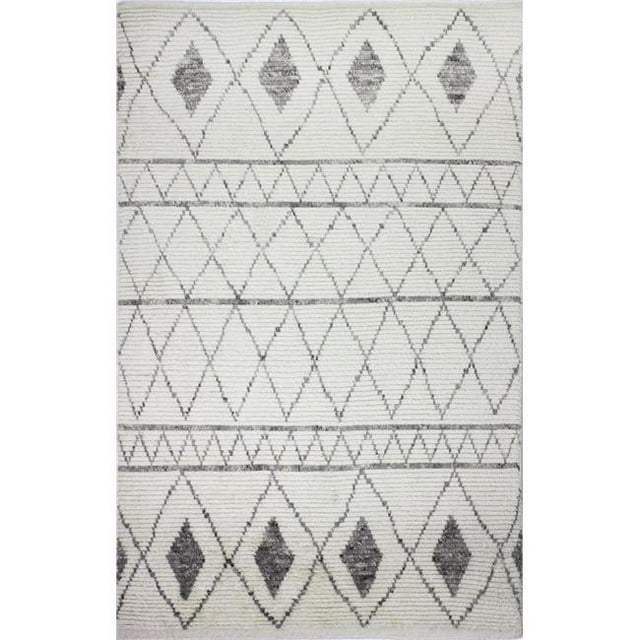 Bashian M133-IV-5X7.6-BN19 Bashian Marrakesh Collection Moroccan Transitional 100 Percent Wool Hand Knotted Area Rug, Ivory - 5 ft. x 7 ft. 6 in.