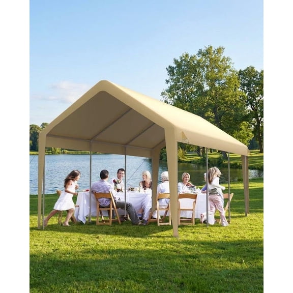 10x20 ft Carport Canopy Replacement Cover, Heavy Duty 220G PE Waterproof Outdoor Canopy Top, UV & Wind Resistant Shelter Tarp for Patio, Car, Boat & Yard Storage – Yellow