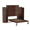 thumbnail image 6 of Queen Size Murphy Bed, Wooden Queen Wall Bed with 2 Wardrobe and Storage Shelf, Multifunctional Foldable Platform Bedframe for Guest-Room, Bedroom, Walnut, 6 of 8