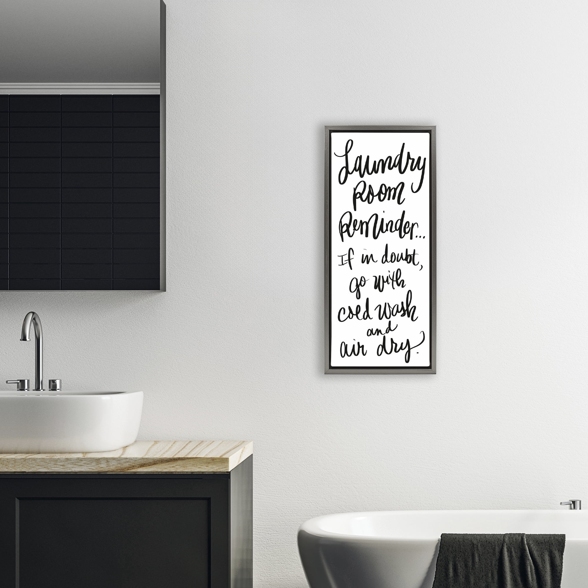 Stupell Industries If In Doubt Laundry Tip Gray Framed Floater Canvas Wall Art, design by SD Graphics Studio