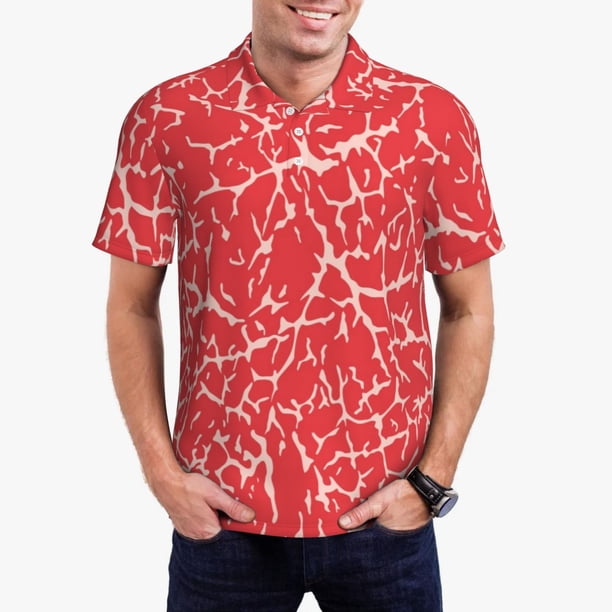 Fotbe Beef2 Camiseta Polo de Golf para Hombre con Estampado – Camisa Deportiva Transpirable con Cuello Abotonado-Medium