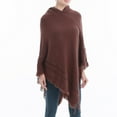thumbnail image 3 of HBYJLZYG Womens Hooded Shawl Wrap Cape, Crochet Versatile Tassel Irregular Hem Sweater Tops, 3 of 7