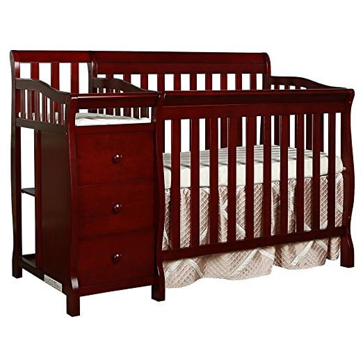 Dream On Me Jayden 4 In 1 Convertible Mini Crib And Changer Cherry
