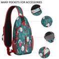thumbnail image 2 of Sling Backpack,Dark Teal Christmas Village Pattern Crossbody Bag with Water Bottle Holder,Waterproof Sling Bag for Men/Women with Chest Phone Holder for Hiking,Travel, 2 of 6