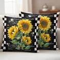 thumbnail image 2 of Sunflower Black Outdoor Pillow Covers 24x24 Set of 2,Waterproof Patio Throw Pillowcase Protectors,Vintage Farm Bee Black White Plaid Decorative Pillow Shams Cushion Covers for Seat Bed Couch Sofa, 2 of 8