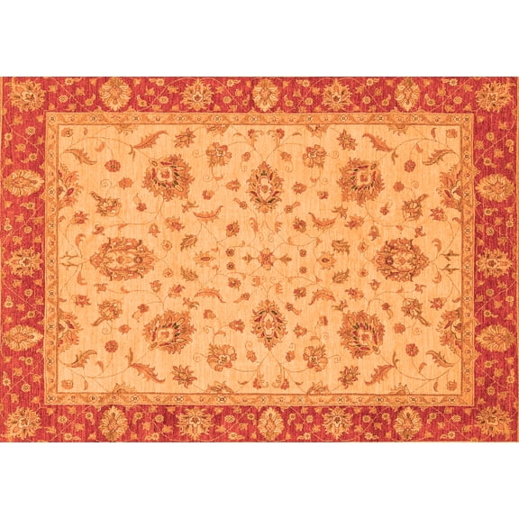 Ahgly Company Indoor Rectangle Oriental Orange Traditional Area Rugs, 5' x 7'