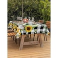 thumbnail image 2 of Outdoor Tablecloth with Umbrella Hole and Zipper, Spring Gnomes Rectangle Table Cloth 54x80 Inch Waterproof Tablecloth, Botanical Budding Sunflowers Buffalo Plaid Picnic Table Cover for Patio Camping, 2 of 7