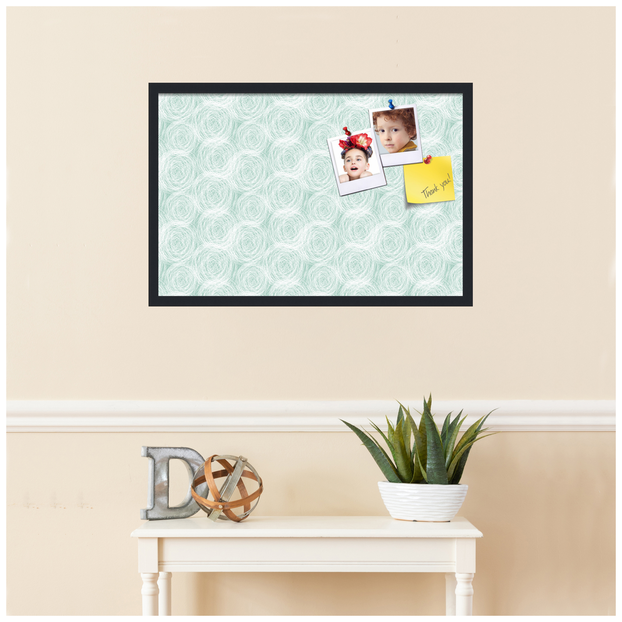PinPix ArtToFrames 28x18 Custom Cork Bulletin Board    Poster Board Has a Fabric Style Canvas Finish, Framed in Satin Black (PinPix-1926)