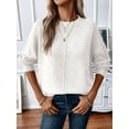 thumbnail image 3 of Womens Sweaters Fall Casual Long Sleeve Light-Weight Oversized Pullover Sweater Tops White S, 3 of 5