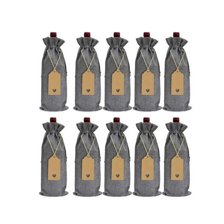 

12 Pieces Wine Bottle Gift Bags Burlap Festival Party Birthday Holiday Home Champagne Storage Pouch with Drawstring