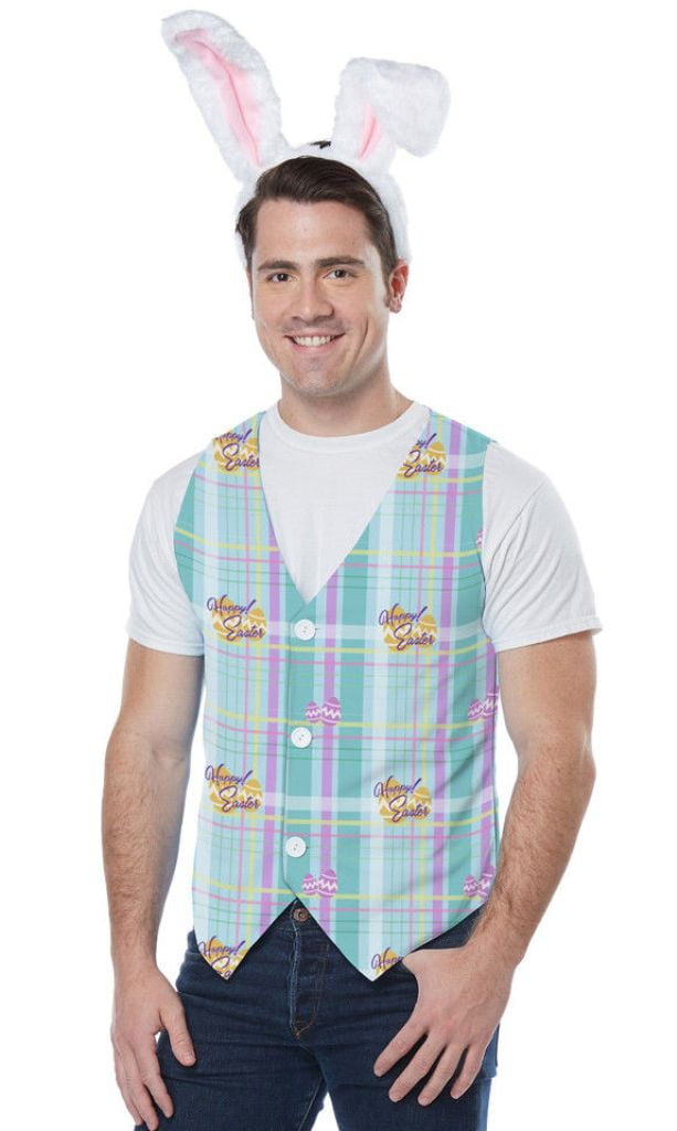Easter Vest Kit Adult Men's Holiday Costume Accessory Bunny Ears S/ML