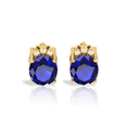 thumbnail image 3 of Blue Sparkling Halo Gold Plated Stud Earrings || Birthday Gift Earring, Earring For Gift || Silver Diary, 3 of 5
