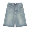 thumbnail image 1 of Pantalones cortos de mezclilla de mujeres Lady Lady Trendy Casual Mid Wisting para vacaciones en la fiesta de vacaciones de vacaciones Azul claro, 1 of 8