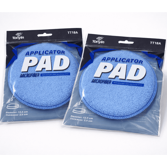 Tonyin Microfiber Applicator Pad Kit 2 Piezas 5" | Esponjas Aplicadoras de Microfibra para Cera, Pulido y Detallado Automotriz