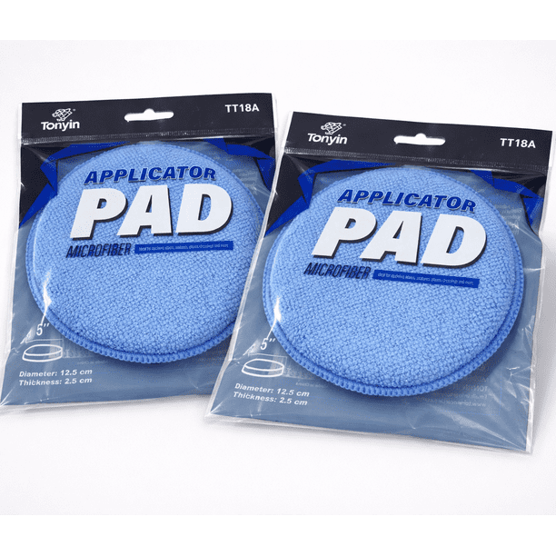 Tonyin Microfiber Applicator Pad Kit 2 Piezas 5" | Esponjas Aplicadoras de Microfibra para Cera, Pulido y Detallado Automotriz