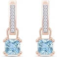 thumbnail image 2 of beryl_creation 925 Sterling Silver 2Ct Princess Cut Aquamarine Drop Dangle Earring's For Women's 14K Rose Gold Plated, 2 of 4