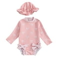 thumbnail image 1 of Sunnyoo Girls One-Piece Swimsuit Bow Print Long Sleeve Rashguard with Hat Bathing Suit, Sizes 3M-3T, 1 of 2