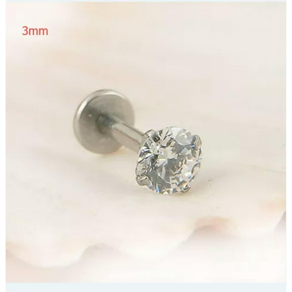 K-KED Women Cartilage Earring Crystal Round Tragus Lip Ring Ear Stud Body Piercing US-3mm