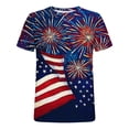 thumbnail image 5 of Men's Fireworks American Flag T-Shirt 3D Printed Patriotic Graphic Tees Short Sleeve Crewneck Summer Casual Tops Independence Day Celebration Party Shirt, 5 of 6