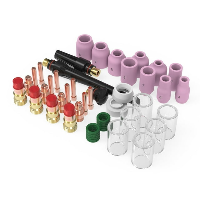 Antorcha de soldadura TIG Stubby Gas, kit de lentes YESWELDER, 49 piezas, WP-17/18/26