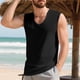 thumbnail image 5 of Camiseta sin mangas con cuello en V para hombre, color liso, informal, con cuello en V, para vacaciones, entrenamiento, camiseta sin mangas, blusa de poliéster para hombre, 5 of 9
