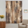 thumbnail image 2 of Brown Abstract Sheer Curtains 45" Long, Vintage Geometric Gradient Oil Painting Modern Light Filering Curtains, Breathable Simi Curtain Privacy Drapes for Kitchen Bathroom Small Window Treatment, 2 of 9