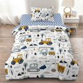 thumbnail image 1 of 4-Pcs Construcción Twin Size Boys Bedding Set, Kids Comforter Set for Teens, 1 of 7
