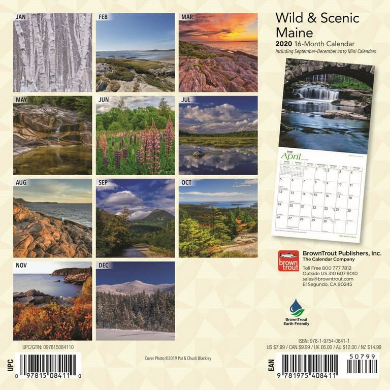 Maine Wild & Scenic 2020 7 x 7 Inch Monthly Mini Wall Calendar, USA United  States of America Northeast State Nature - Walmart.com