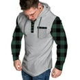 thumbnail image 3 of Lorytime Men's Athletic Hoodies Plaid Streetwear Sweatshirt Buttom Long Sleeve Drawstring Raglan Pullover Tops Green M, 3 of 4