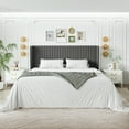 thumbnail image 2 of Sha Cerlin King Size Upholstered Platform Bed Frame with Velvet Channel Wingback Headboard, Light Grey, 2 of 9