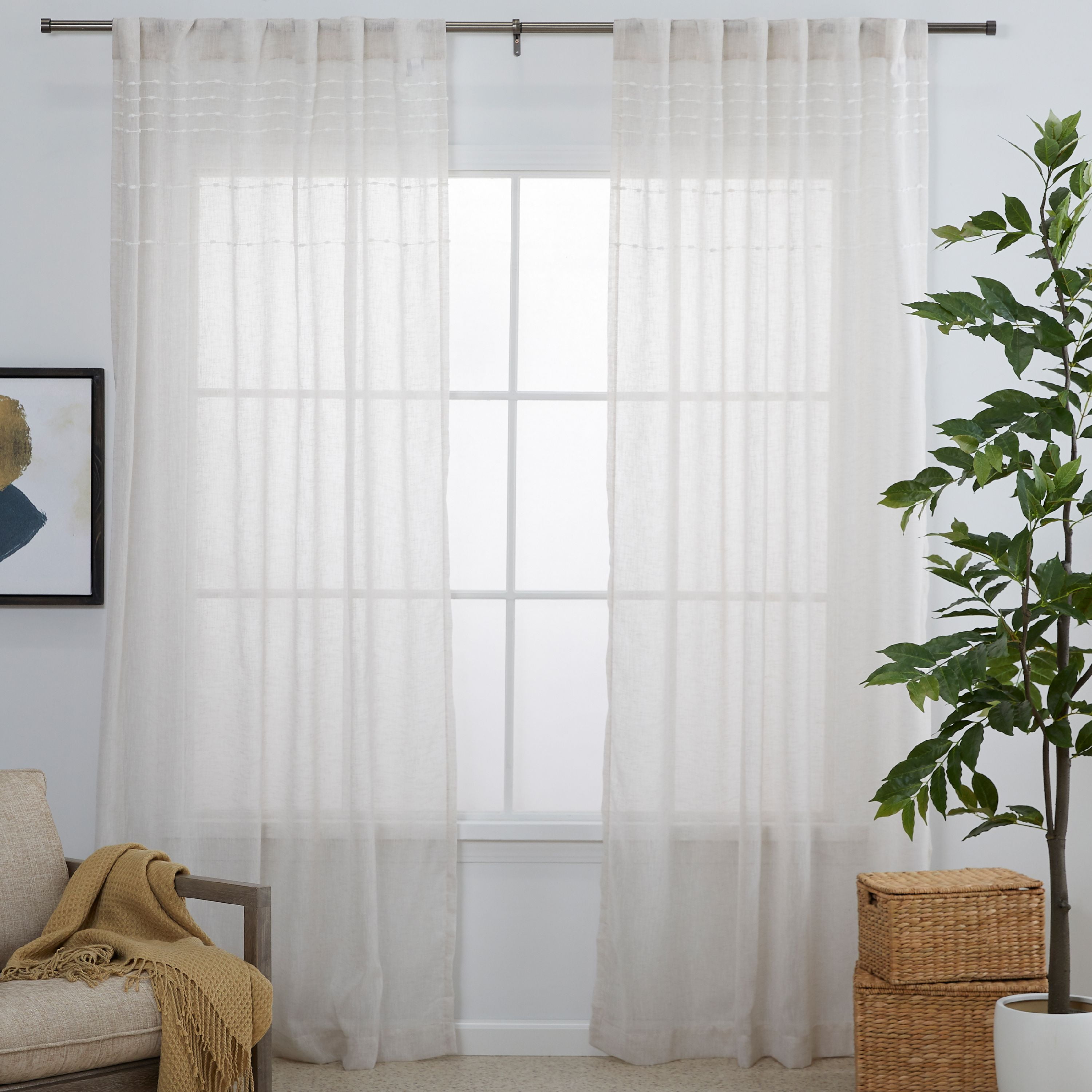 MoDRN Naturals Puffed Embellishment Curtain Panel Pair