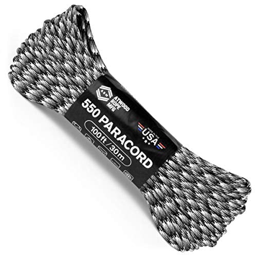 Atwood Rope MFG 550 Paracord 100 Feet 7-Strand Core Nylon Parachute Cord Outside Survival Gear Made in USA | Lanyards, Bracelets, Handle Wraps, Keychain (Urban)
