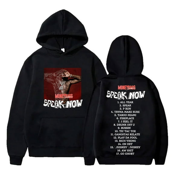 Moneybagg Yo Speak Now Tracklist 2024 Merch Unisex Winter Long Sleeve Hoodie - Graphic Print HipHop Casual Streetwear