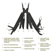Swiss Tech Praktisch Aus-8 Steel 17-in-1 Folding Multi Tool with Leather Sheath, Multi-Function