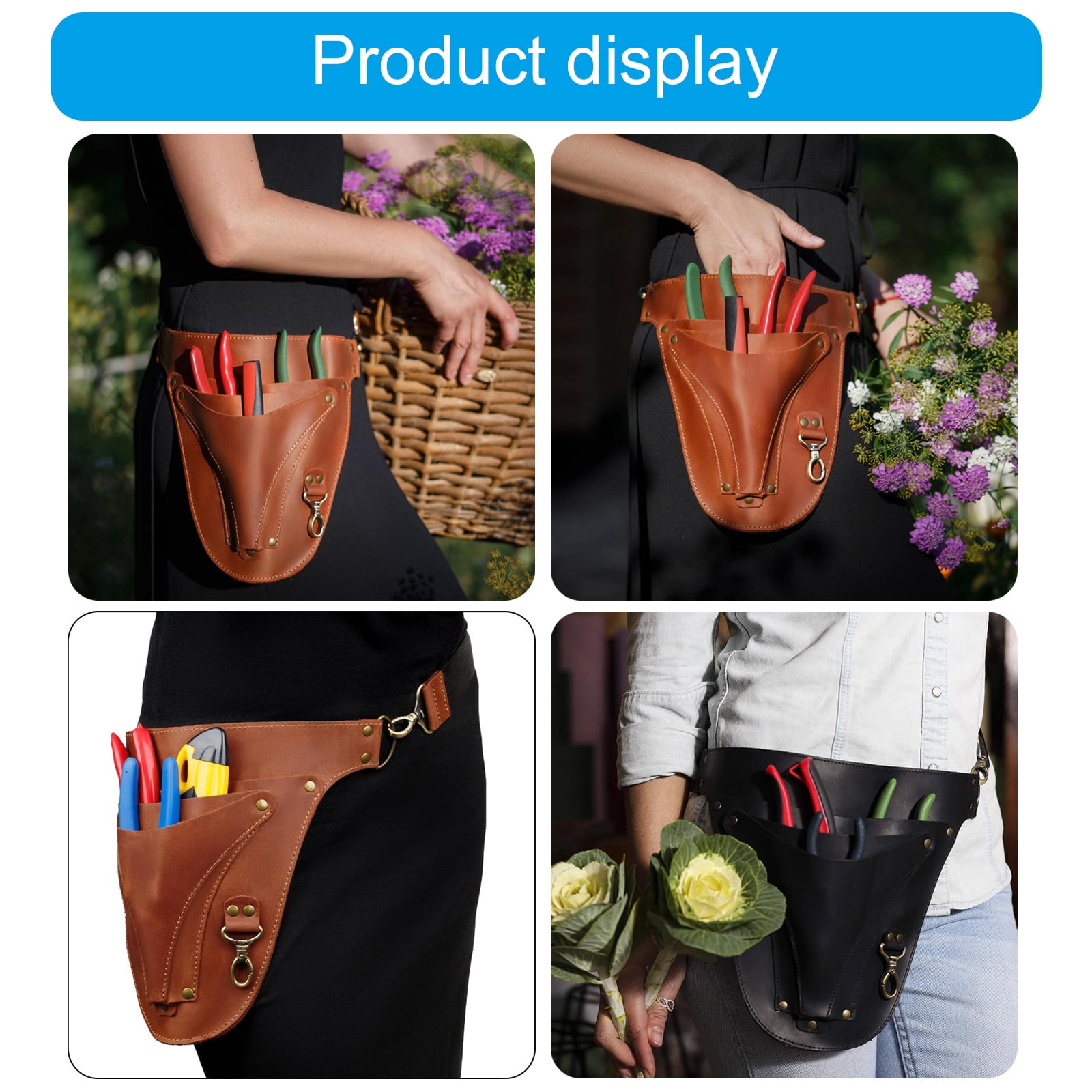 Leather Belt for Gardener Waist Pouches for Electrician Carpenter Belt Bag Handmade Leather Florist Tool Belt Gardener