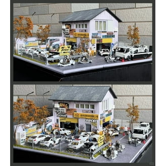 1:64 Diorama Garage Model, LED Parking Lot Scene Display Model
