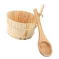 thumbnail image 4 of Natural Wooden Smooth Bucket and Ladle with Handle Bathtub Bucket, 4 of 5
