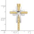 thumbnail image 3 of FB Jewels 14K White and Yellow Two Tone Gold Cross with White Starburst Center 2D Pendant, 3 of 4