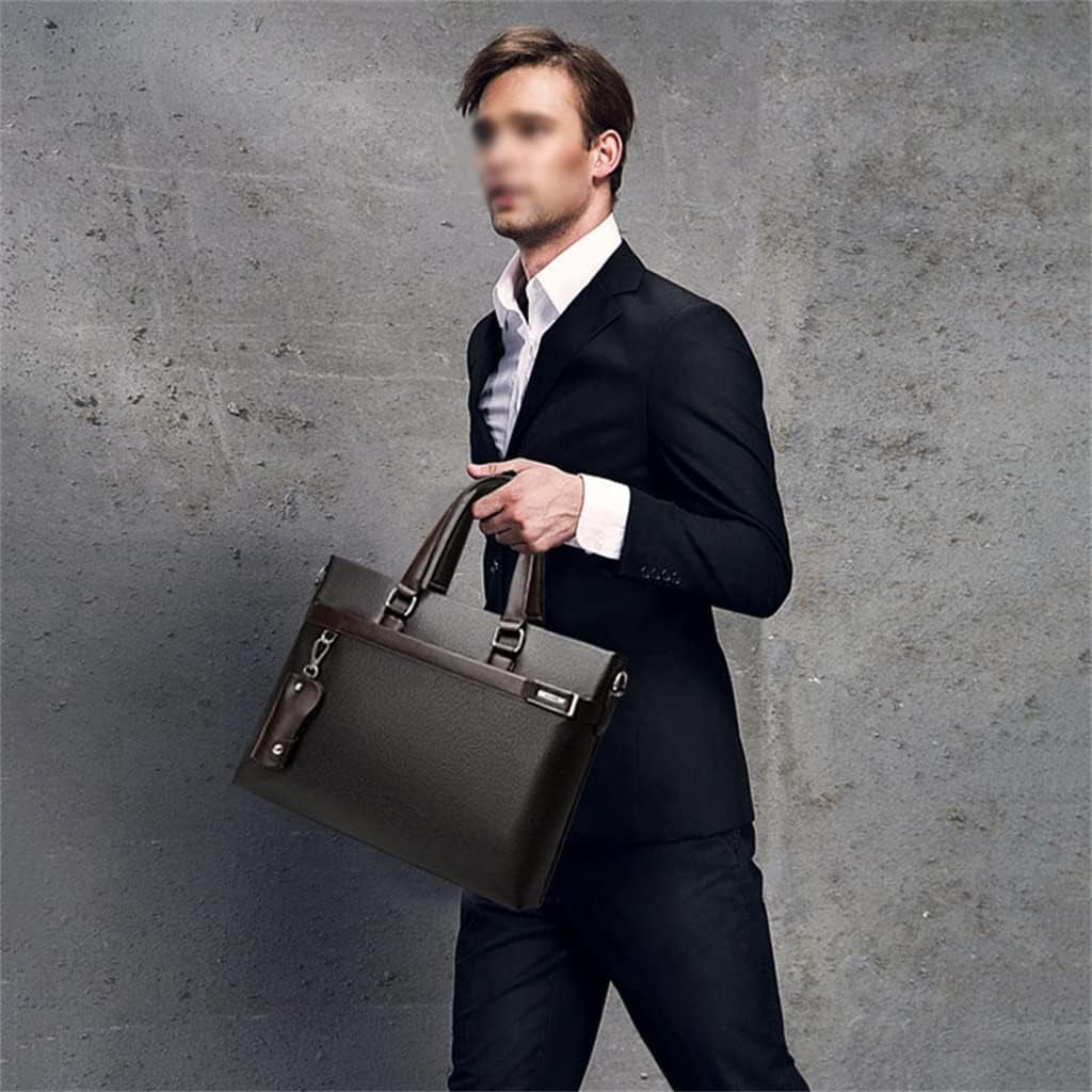 RKXQT 3pcs Set Men Briefcase Leather Male Business Office Bags Men's Briefcase Brown Laptop Briefcase