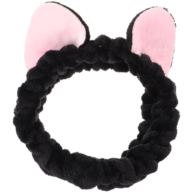 Diadema de maquillaje, diadema bonita con orejas de gato, diadema con orejas de animales de felpa, diadema para lavar la cara