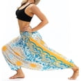 thumbnail image 4 of HLSOHJP Women's Smocked Waist Yoga Harem Pants Boho High Waisted Baggy Trousers Hippie Genie, 4 of 5