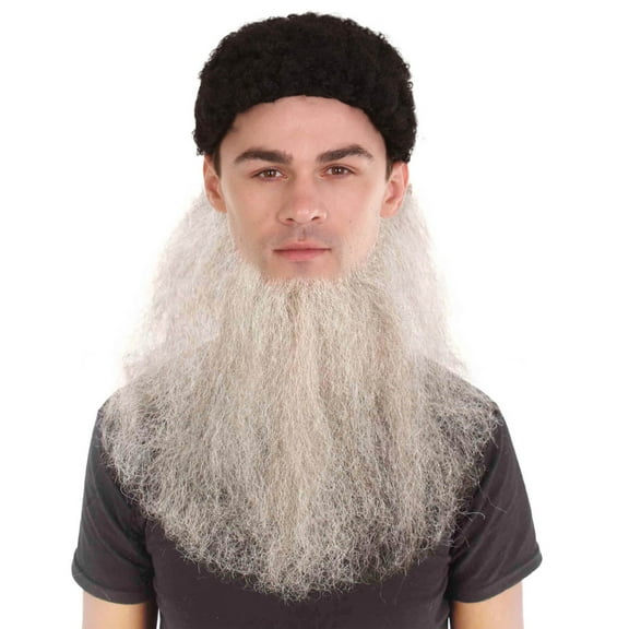 HPO Adult Men’s Gray Fake Mustache – Synthetic Fiber Facial Hair for Cosplay & Halloween Outfits