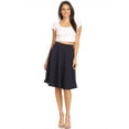 thumbnail image 4 of Moa Collection Women's Essential Elegance A-Line Midi Skirt Timeless Comfort with High Waist Elastic, 4 of 4
