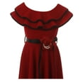 thumbnail image 3 of Little Girl Sleeveless Ruffle Shoulder Graduation Wedding Flower Girl Dress USA Burgundy 4 JKS 2128 BNY Corner, 3 of 4