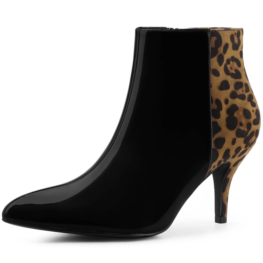 leopard print stiletto ankle boots