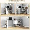 thumbnail image 5 of BOBOKY L Shaped Desk, Corner Computer Desk, 360 Degree Rotating Home Office Desk with Storage Shelves, Writing Table Workstation,White, 5 of 8