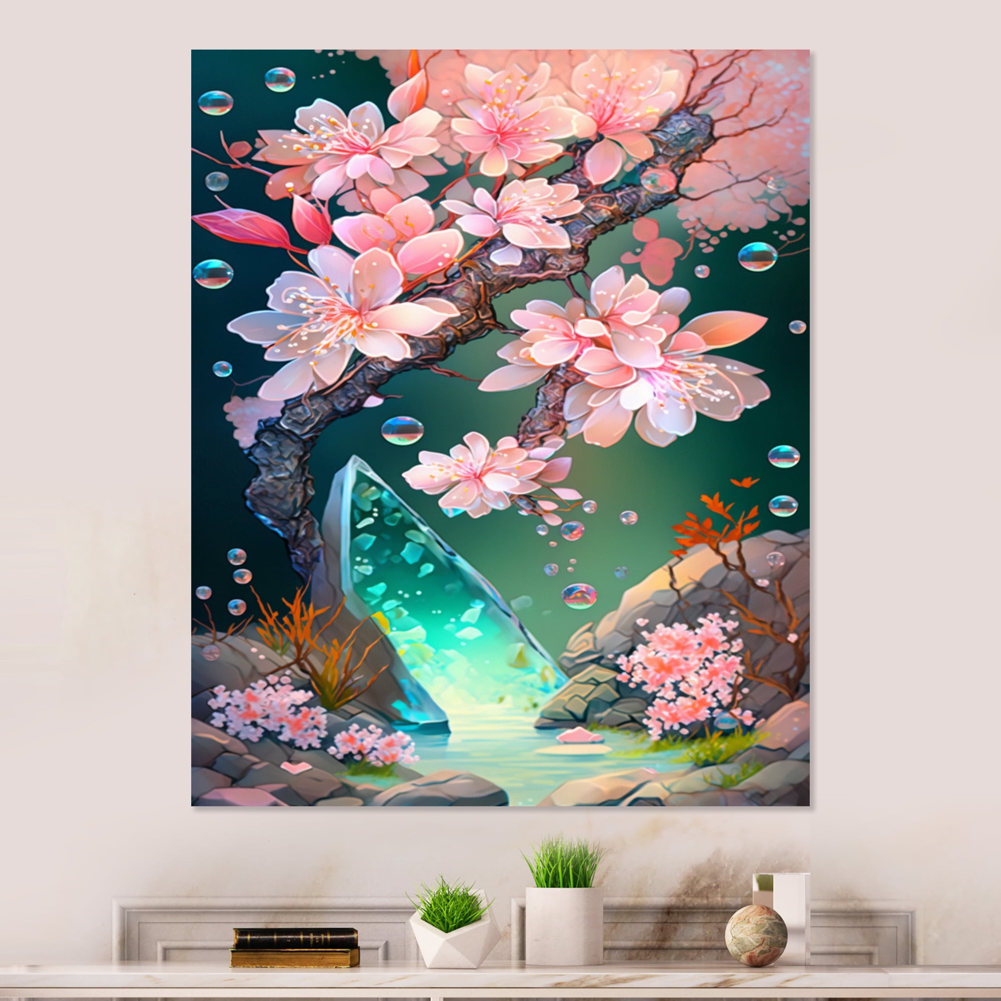 Designart Cherry Blossums Tree V Canvas Wall Art