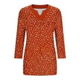 thumbnail image 5 of JTZGDY Womens Plus Size Tops Vintage Floral Printed 3/4 Length Sleeve V Neck Graphic T Shirt Loose Oversized Fit Casual Tunic Blouse Red#03 XXL, 5 of 6